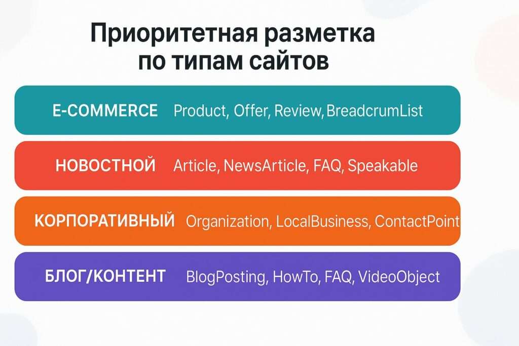 разметка по типам сайтов