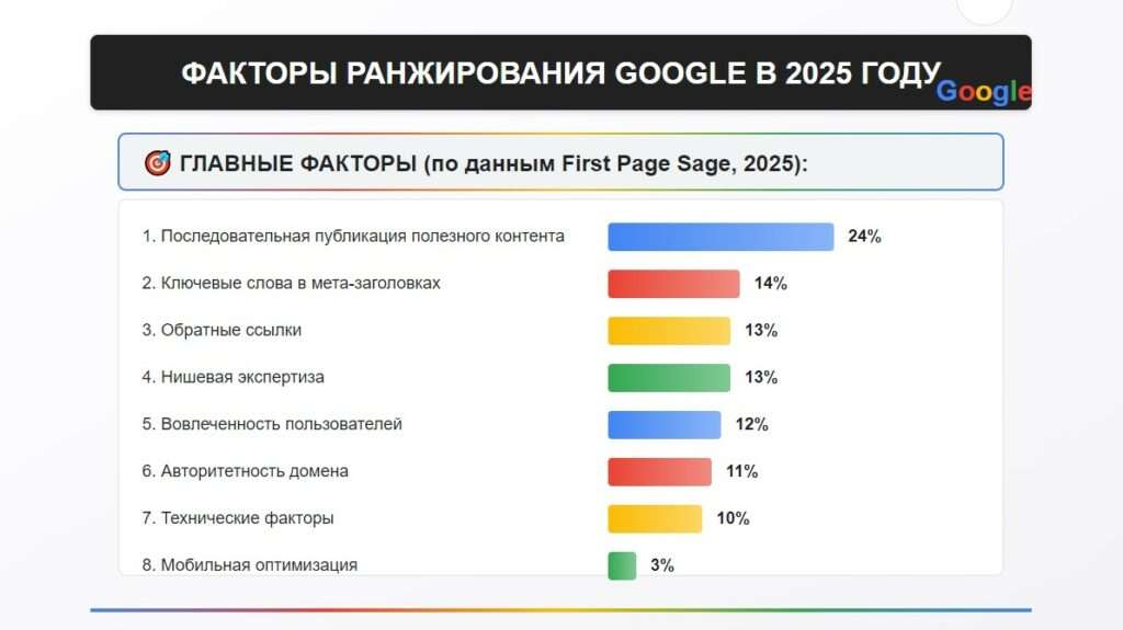 факторы ранжирования гугл