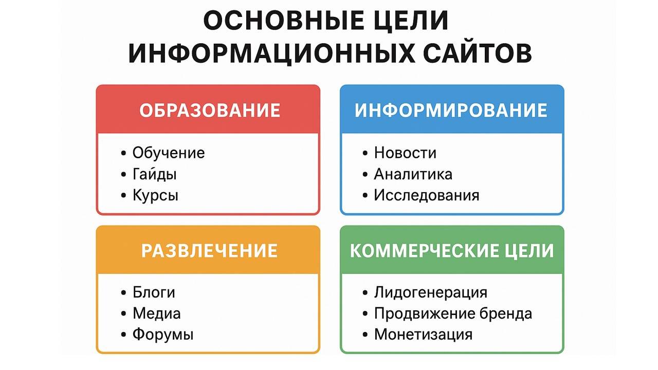 цели информационных сайтов